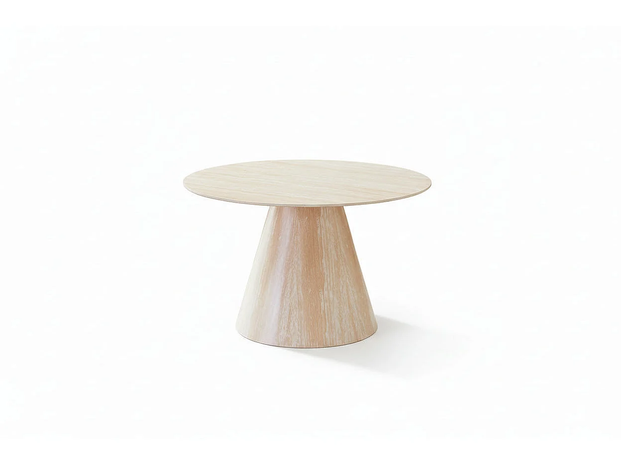 Table à Manger Ronde Céramique Effet Travertin Ø120 cm ROSALIA
