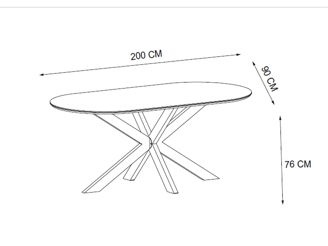 Table à Manger MANON – 200x90 cm – Céramique Marbre Blanc & Pied Métal Noir