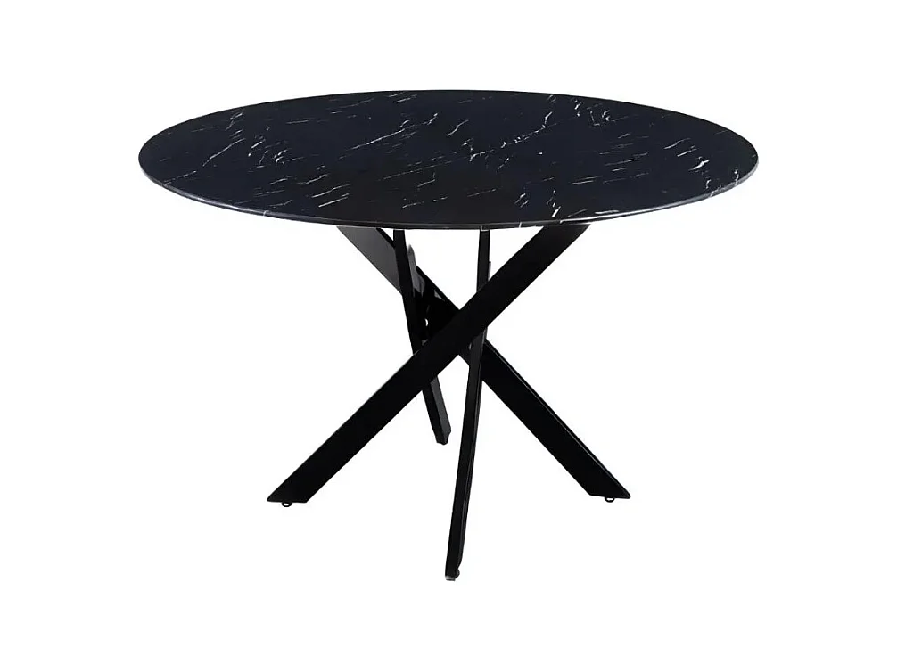 Table à manger ronde MARBRE NOIR JESSICA Métal noir 100 cm 4 couverts