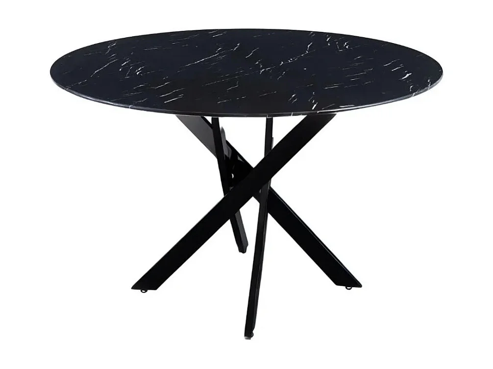 Table à manger ronde MARBRE NOIR JESSICA Métal noir 100 cm 4 couverts