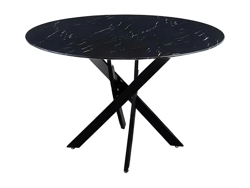 Table à manger ronde MARBRE NOIR JESSICA Métal noir 100 cm 4 couverts