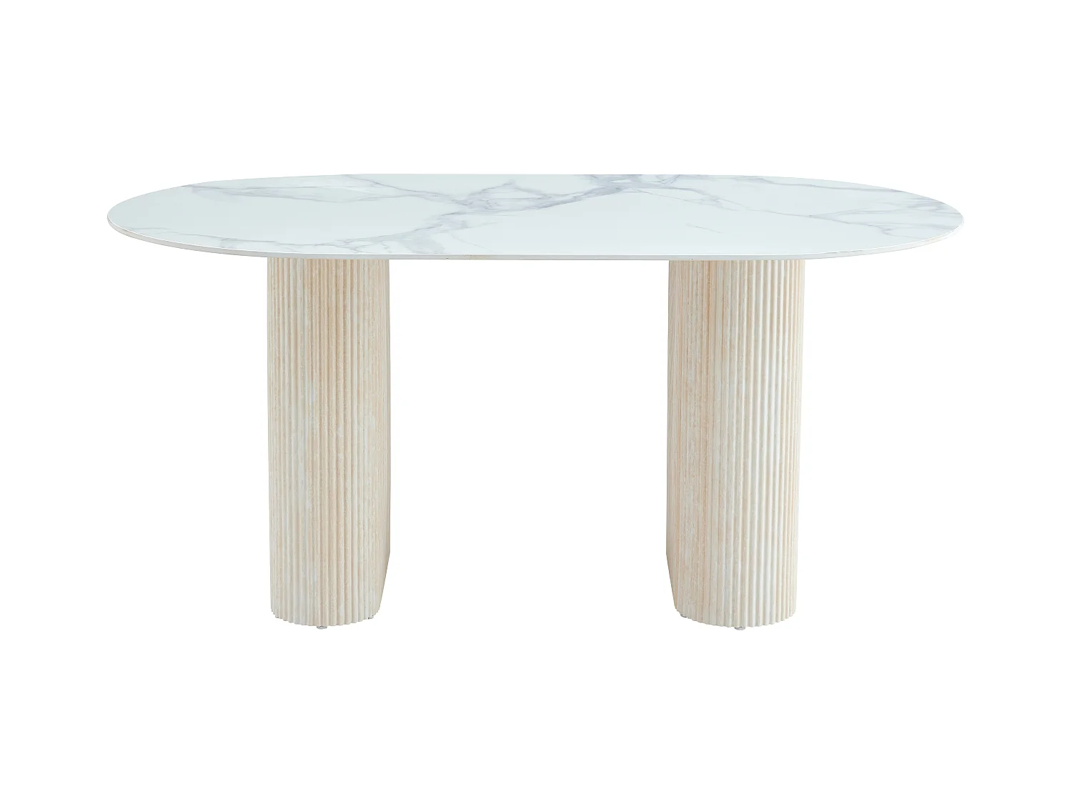 Table à manger ROXY Céramique Pied métal Effet Travertin Beige 160x90x75 cm