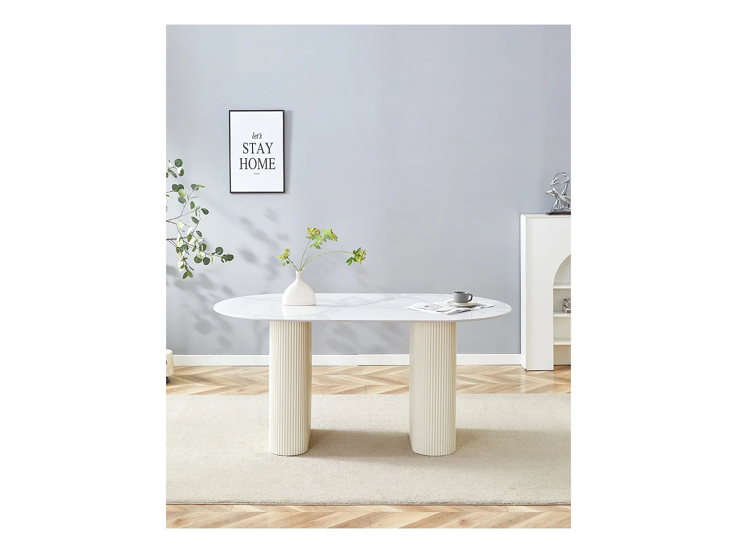 Table à Manger ROXY – Pied Beige & Plateau Céramique – 180x90x75 cm