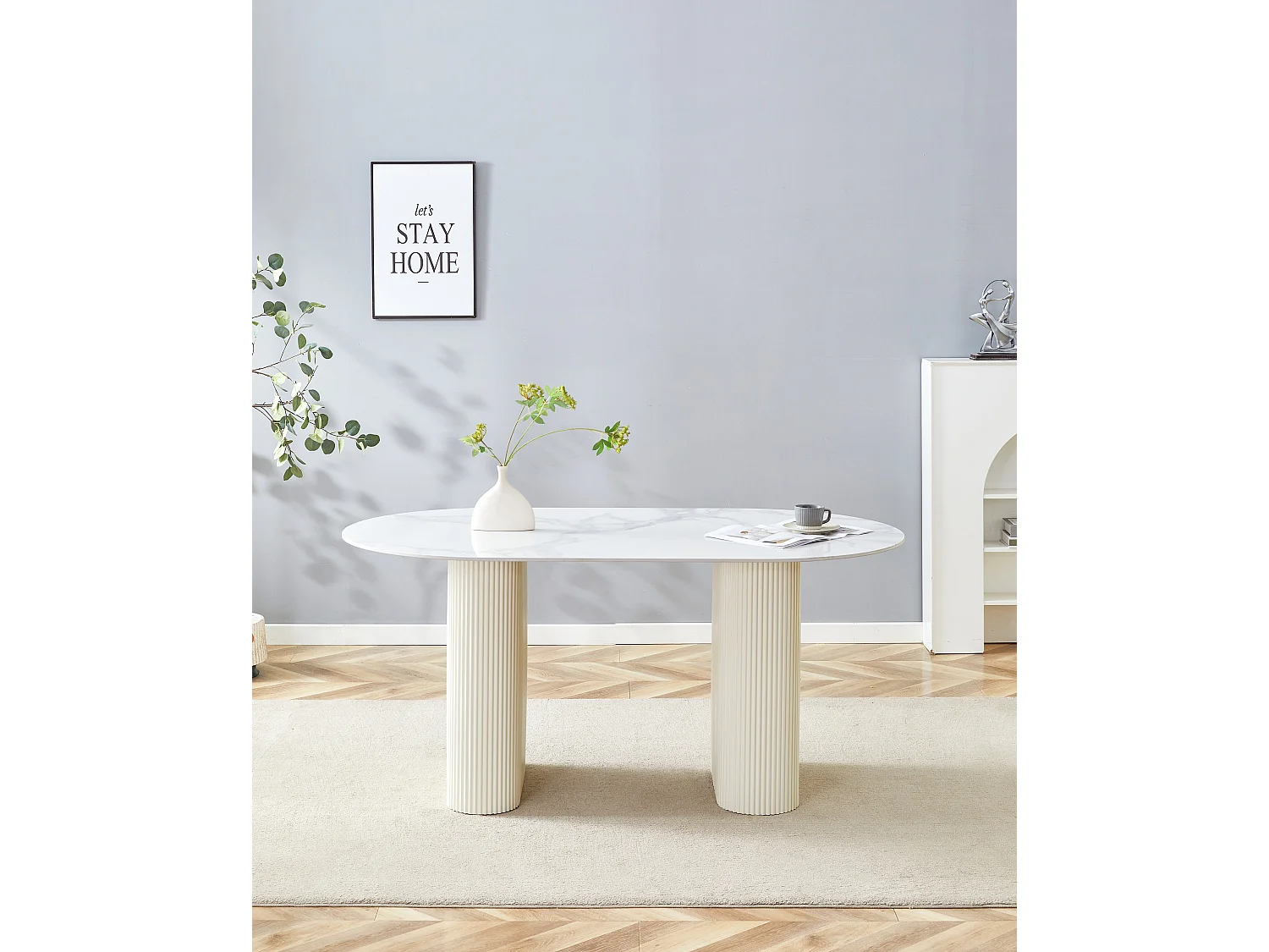 Table à Manger ROXY – Pied Beige & Plateau Céramique – 180x90x75 cm