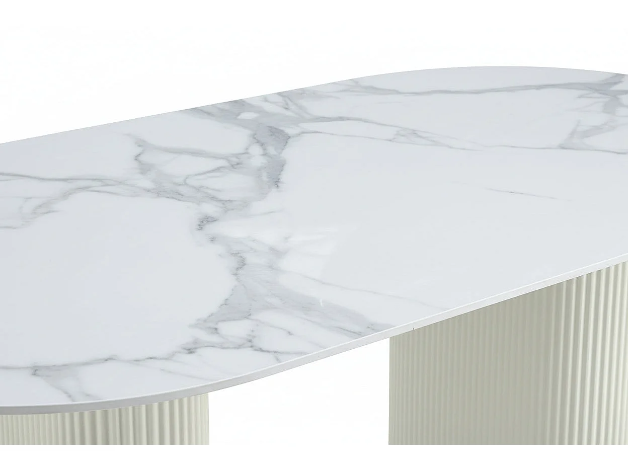 Table a manger céramique effet pierre beige 180x90x75 cm ROXY