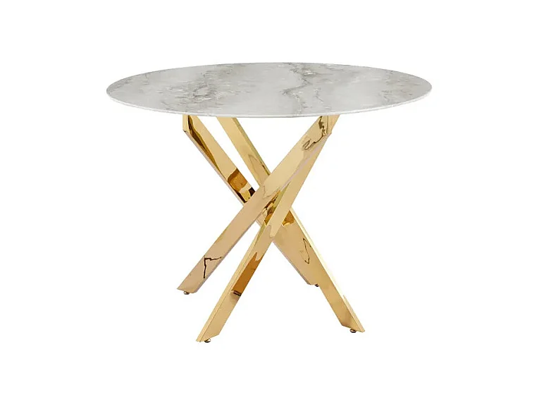 Table à manger ronde MARBRE GRIS JESSICA Gold 100 cm 4 couverts