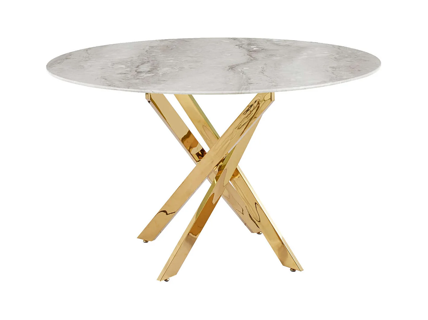 Table à manger ronde MARBRE GRIS JESSICA Gold 100 cm 4 couverts