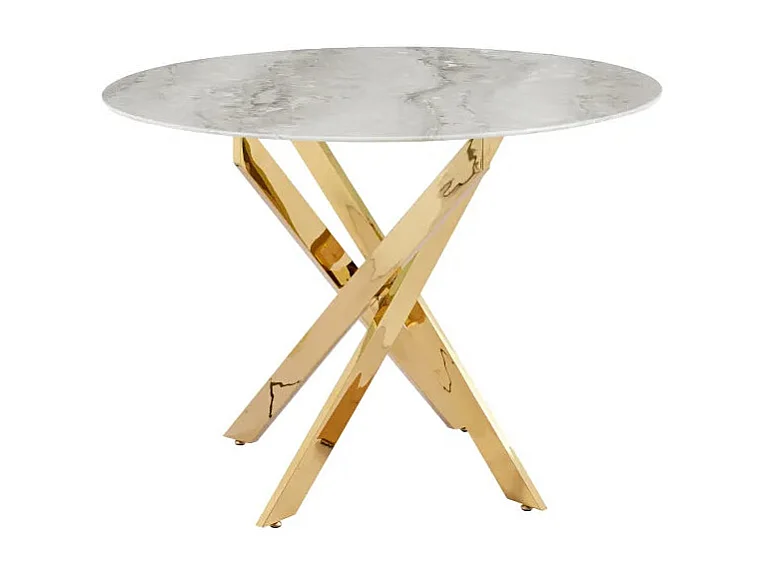 Table à manger ronde MARBRE GRIS JESSICA Gold 100 cm 4 couverts