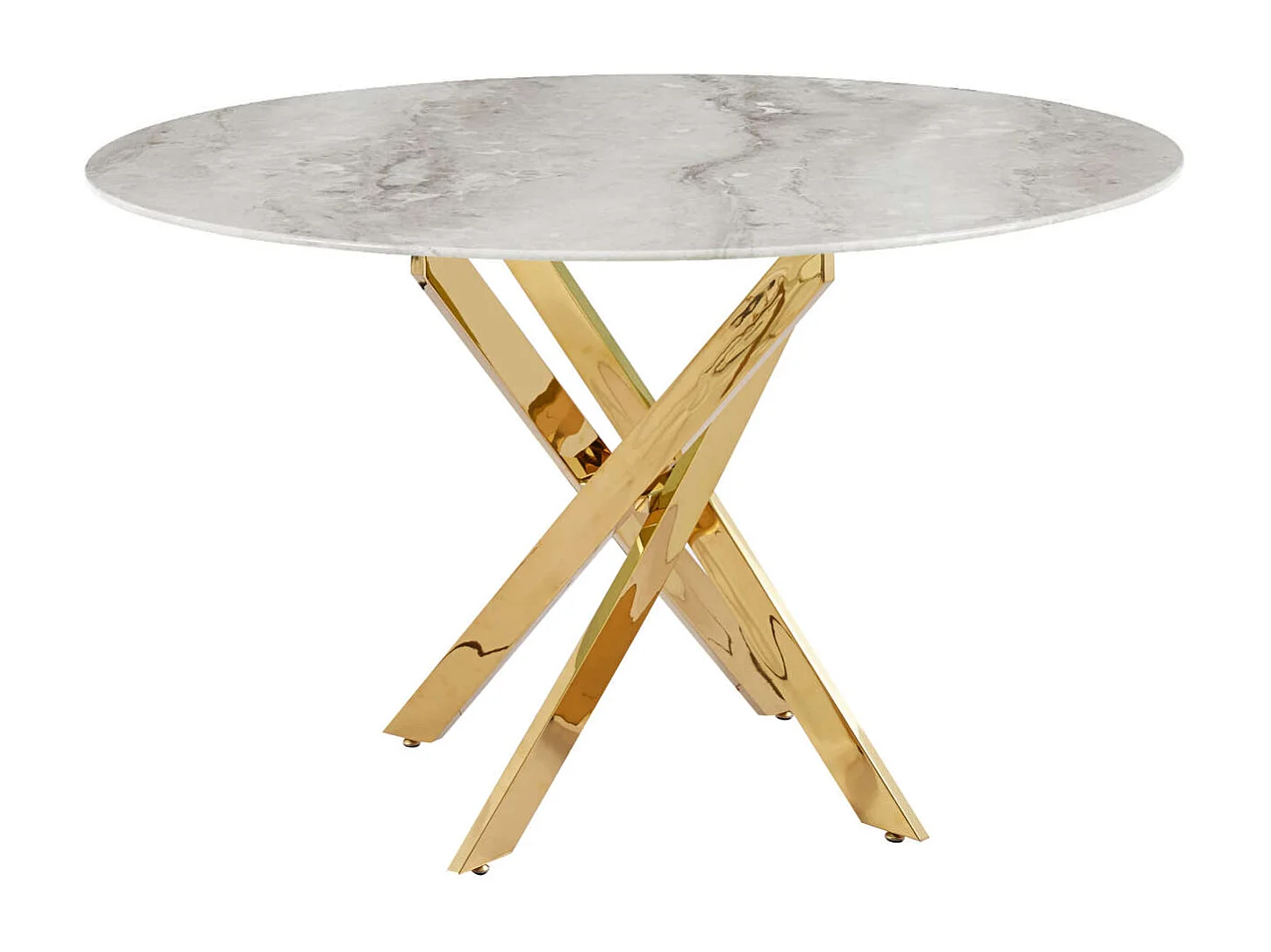 Table à manger ronde MARBRE GRIS JESSICA Gold 100 cm 4 couverts