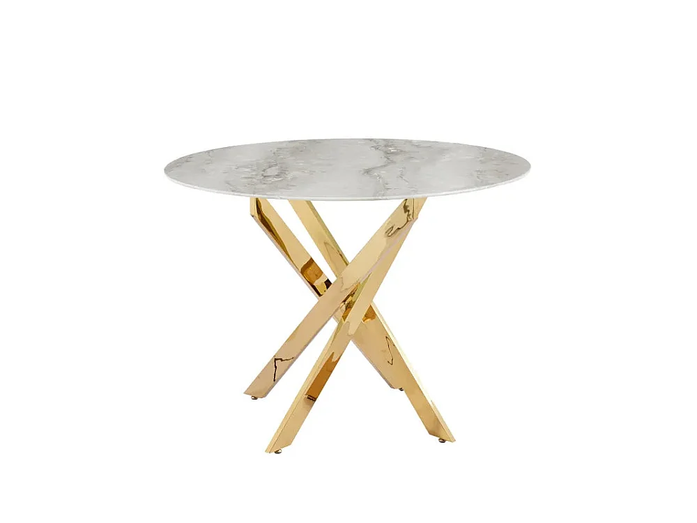 Table à manger ronde MARBRE GRIS JESSICA Gold 100 cm 4 couverts
