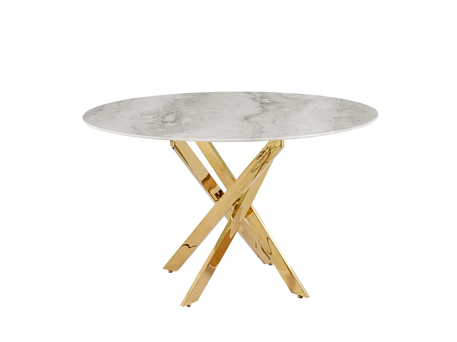 Table à manger ronde MARBRE GRIS JESSICA Gold 100 cm 4 couverts