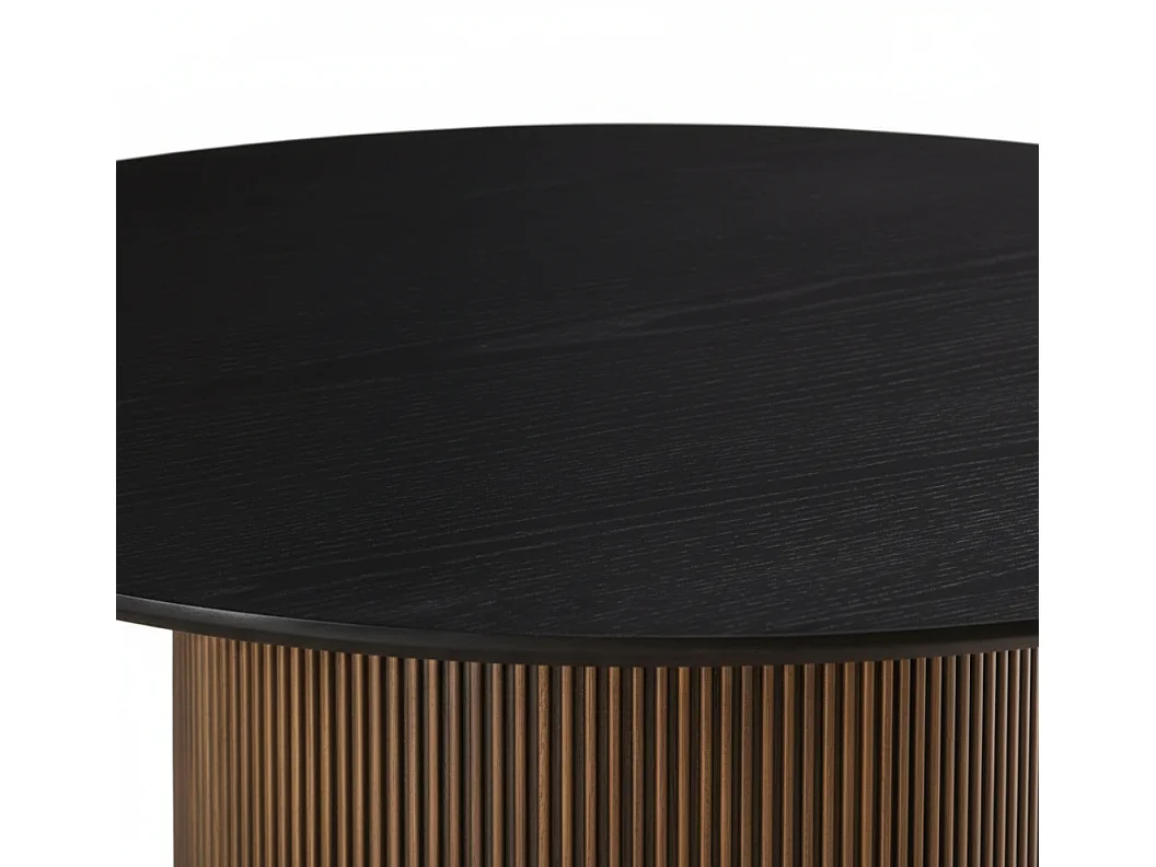 Table à Manger Ronde Bois MDF Noir & Gold – 120x75 cm – BAIETA