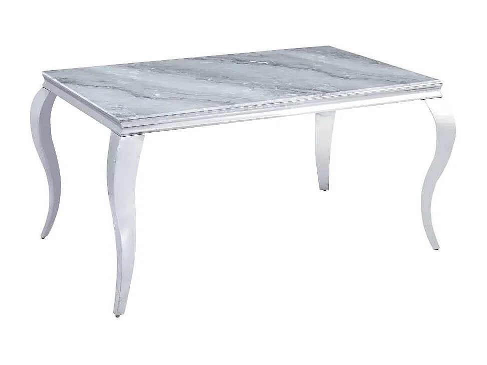 Table à manger verre effet marbré greige 150x90 cm 4-6 pers BAROQUE