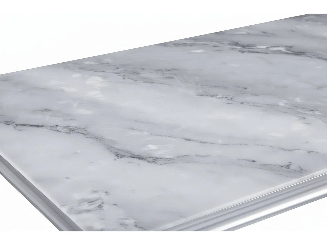 Table à manger verre effet marbré greige 150x90 cm 4-6 pers BAROQUE
