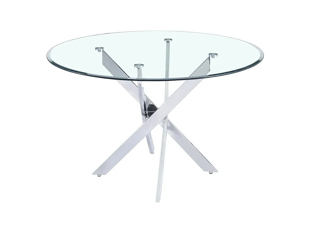 Table à manger ronde JESSICA TRANSPARENT chrome 100 cm 4 couverts