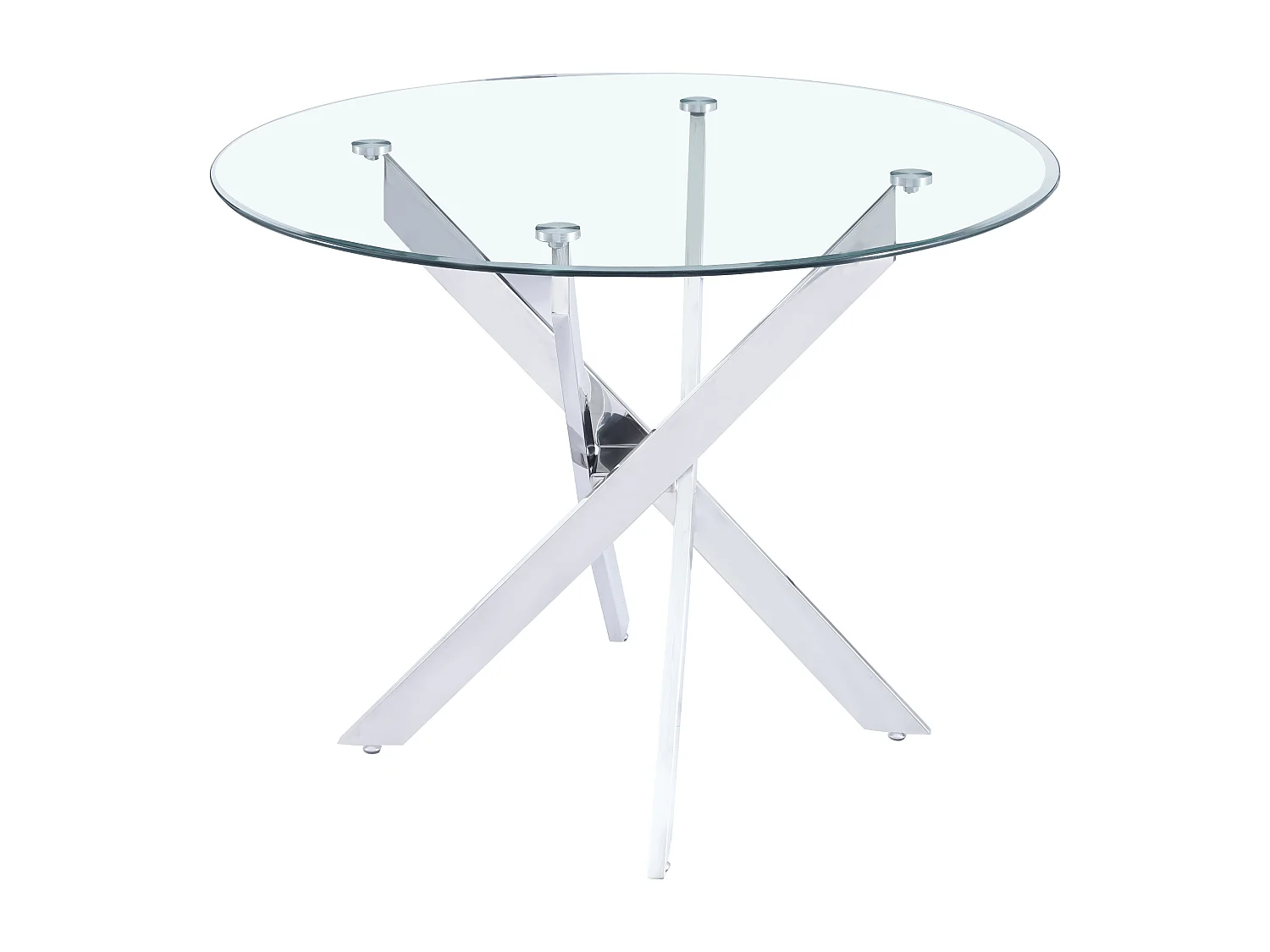 Table à manger ronde JESSICA TRANSPARENT chrome 100 cm 4 couverts