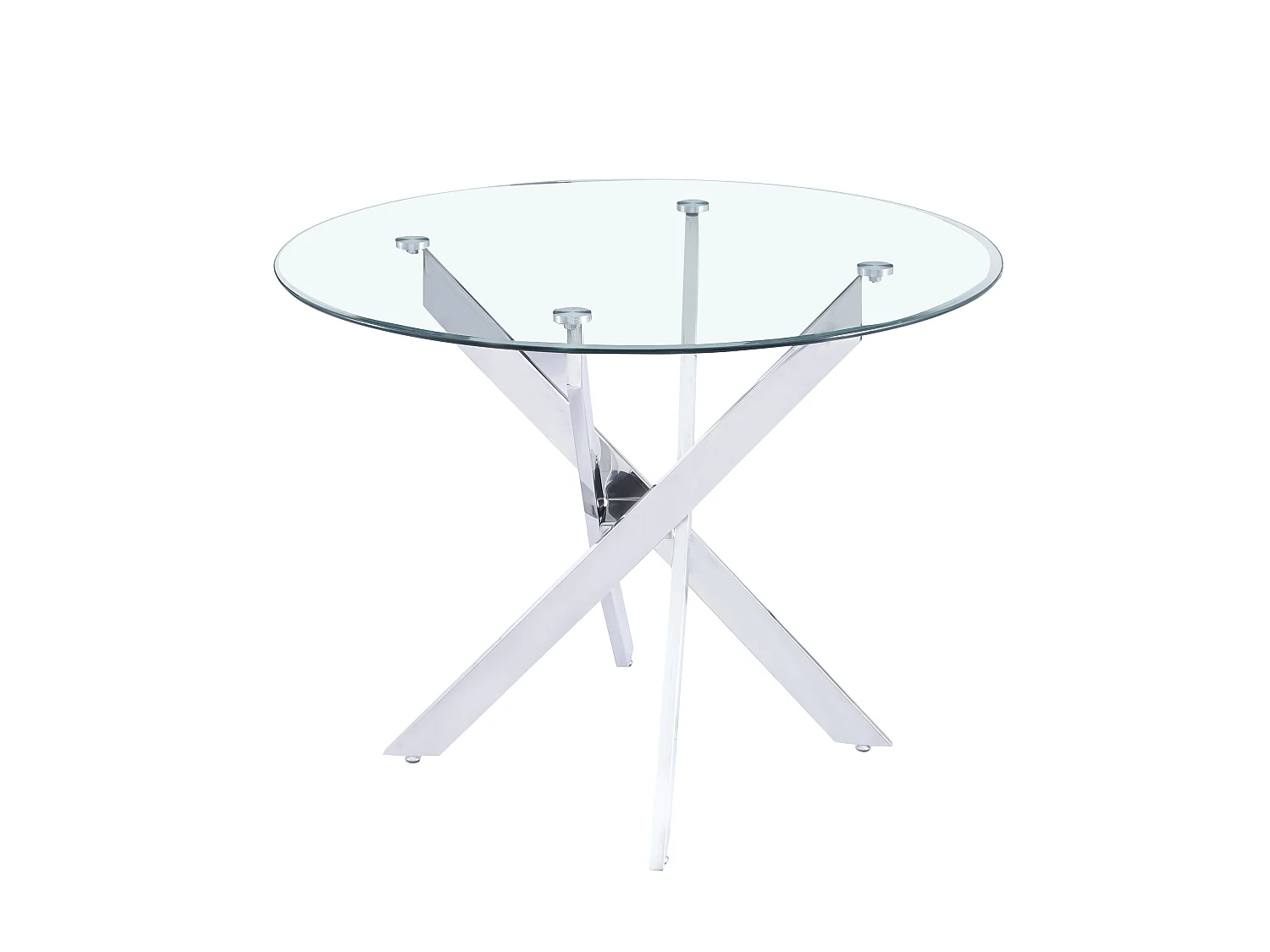 Table à manger ronde JESSICA TRANSPARENT chrome 100 cm 4 couverts