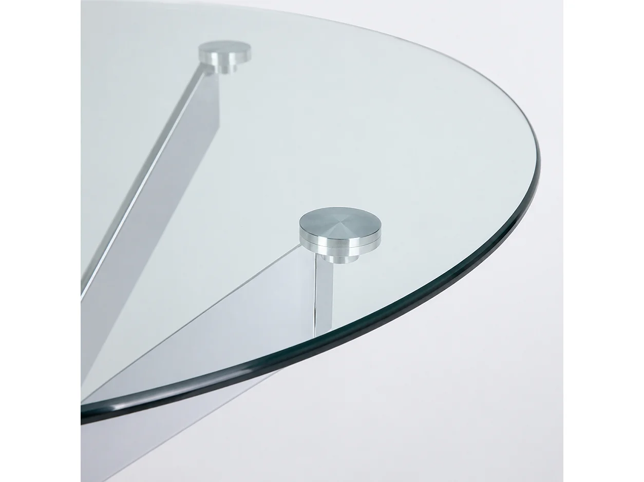 Table à manger ronde JESSICA TRANSPARENT chrome 100 cm 4 couverts