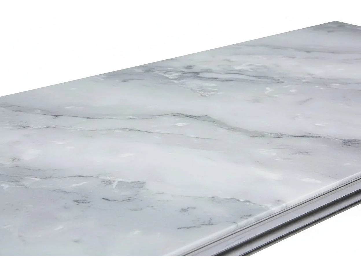 Table à manger verre effet marbré greige 180x90 cm 6-8 pers BAROQUE
