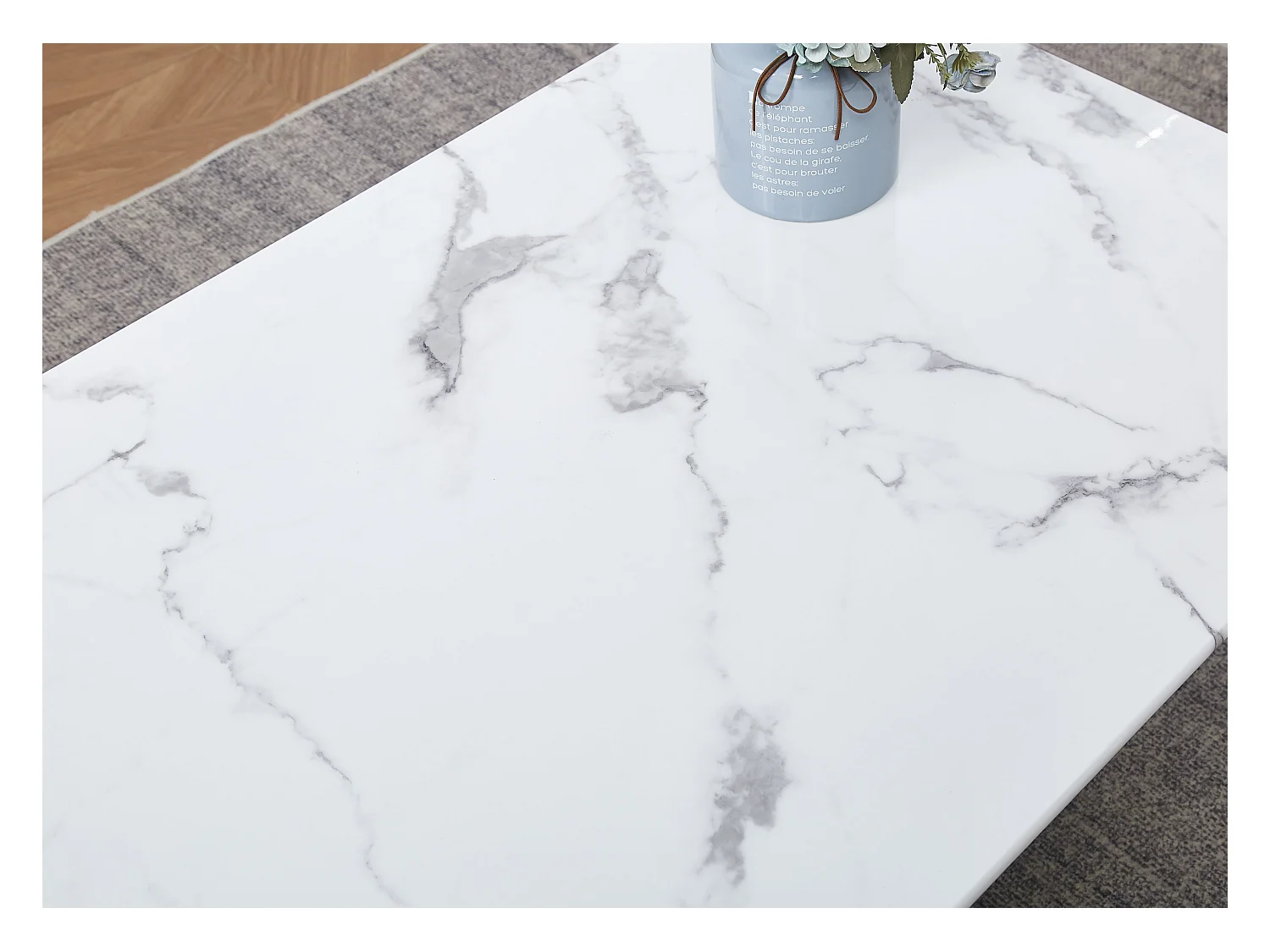 Table à Manger PORTOFINO – Gold & Marbre Blanc – 180x90x75 cm