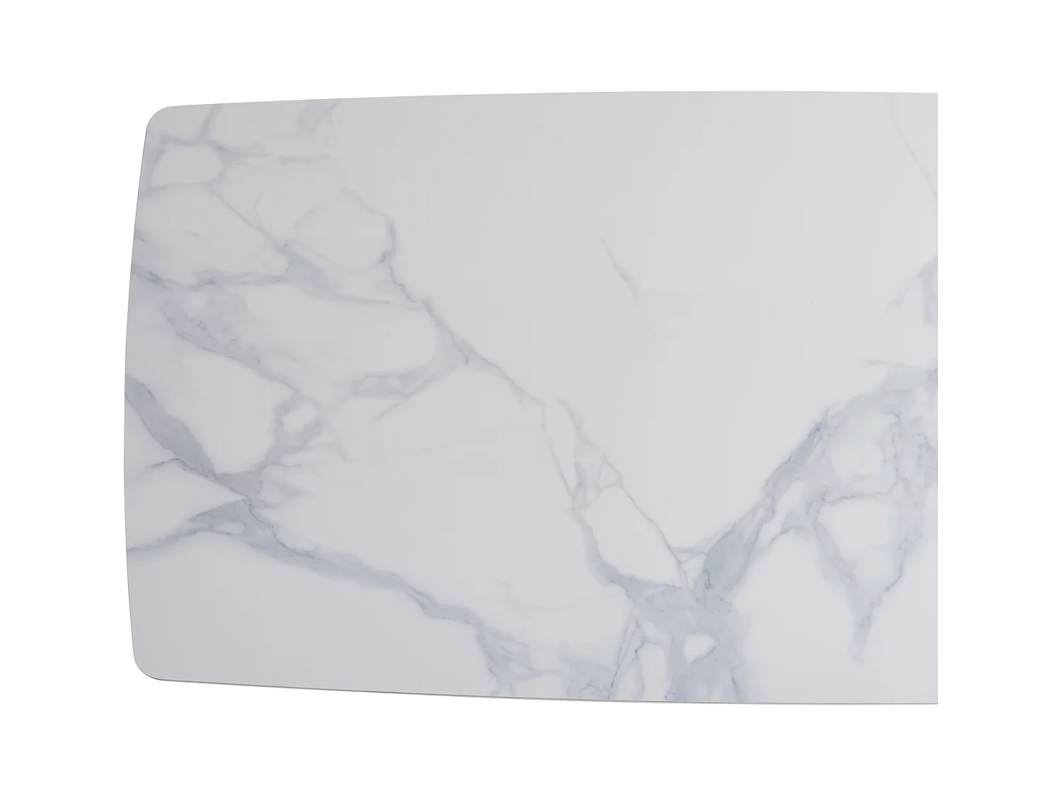 Table à Manger GRAFFI – 180x90 cm – Chrome & Céramique Marbre Blanc