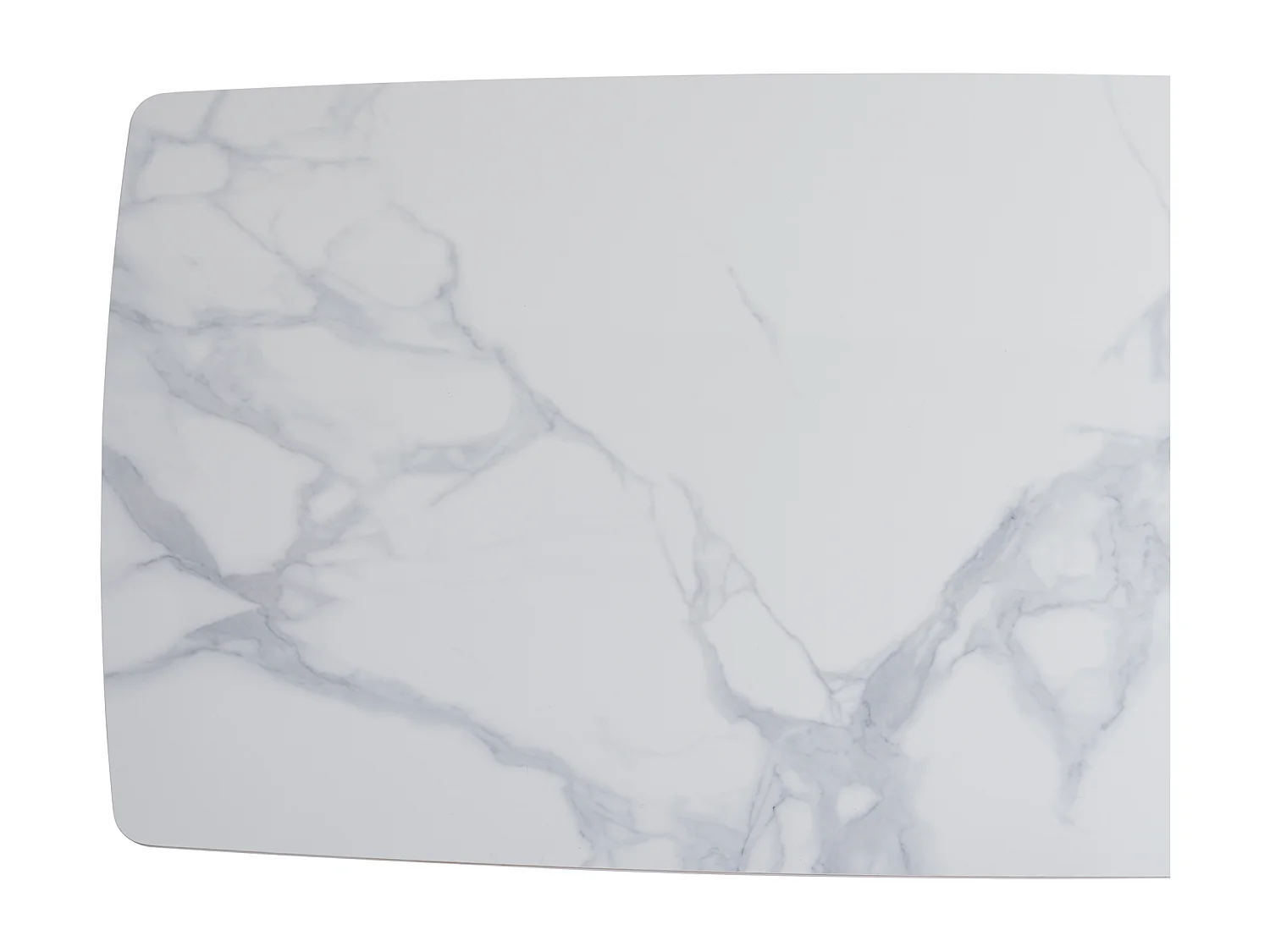 Table à Manger GRAFFI – 180x90 cm – Chrome & Céramique Marbre Blanc