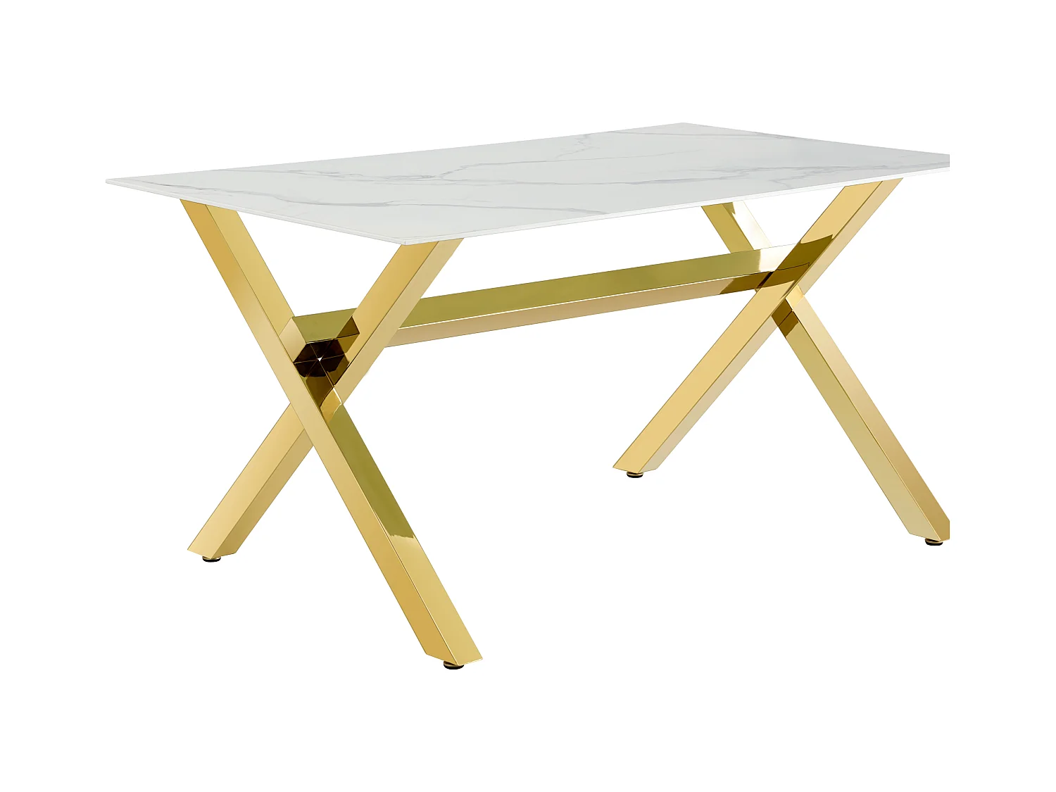 Table à Manger IXE – 180x90 cm – Pied Gold XXL & Verre Trempé