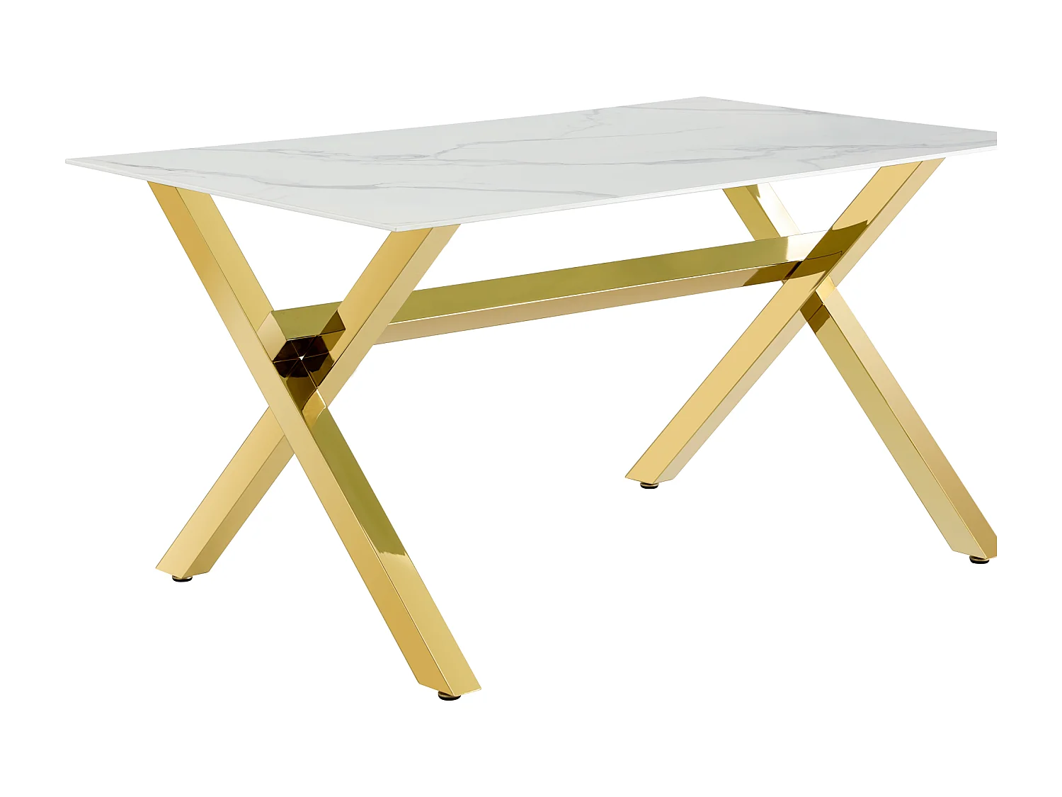 Table à Manger IXE – 180x90 cm – Pied Gold XXL & Verre Trempé
