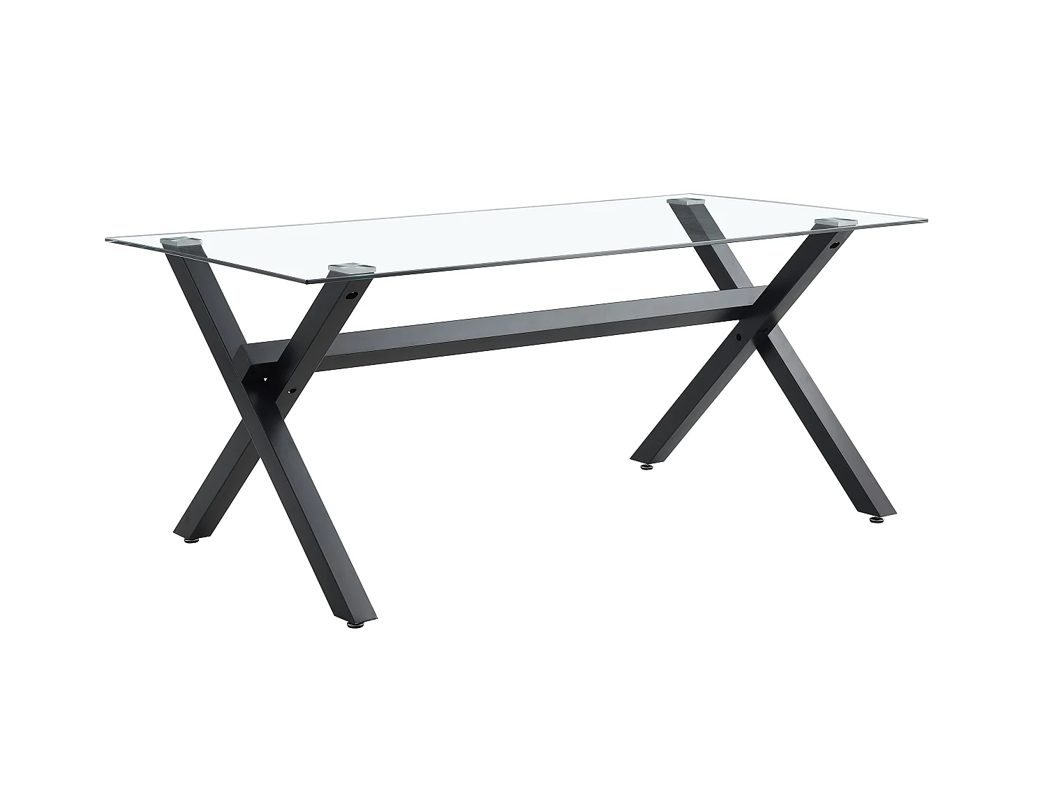 Table de Repas IXE – 150x90 cm – Verre Transparent & Structure Métal