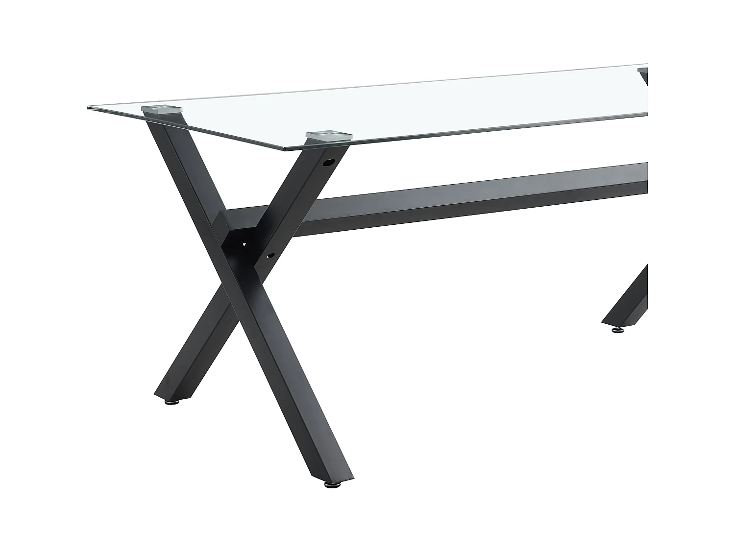Table de Repas IXE – 150x90 cm – Verre Transparent & Structure Métal