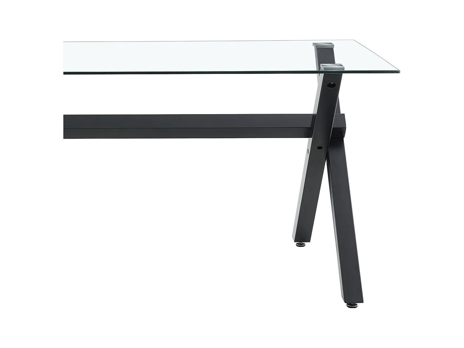 Table de Repas IXE – 150x90 cm – Verre Transparent & Structure Métal