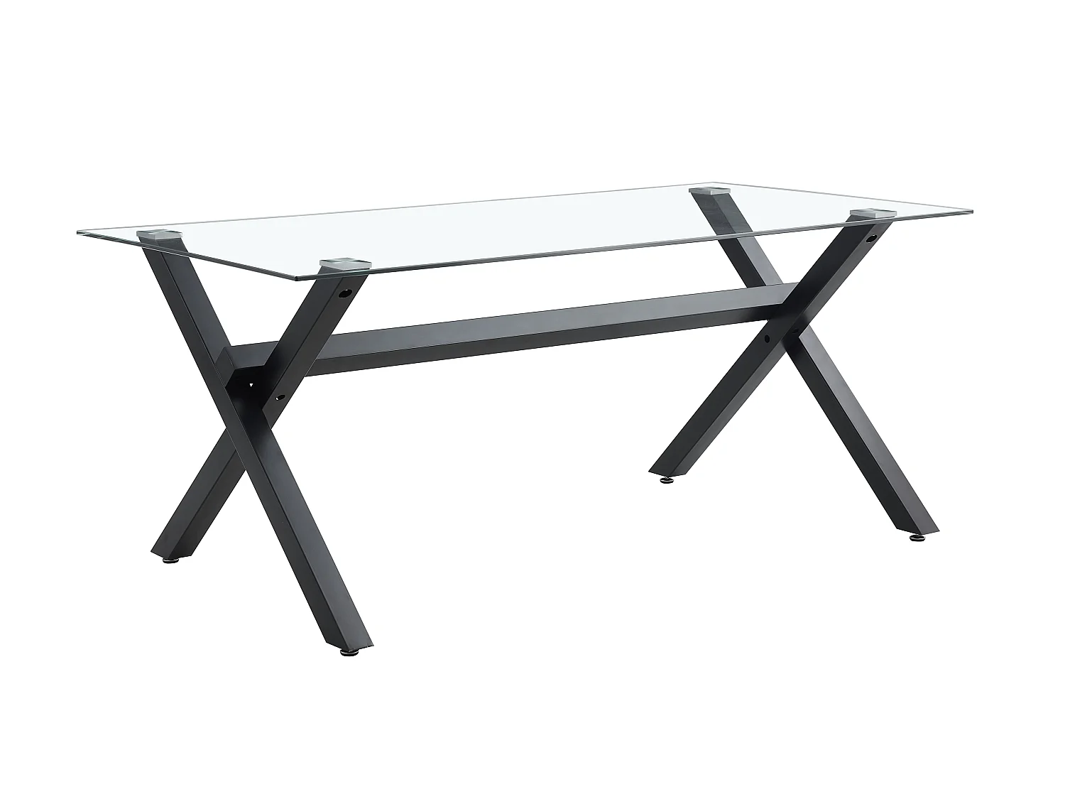 Table de Repas IXE – 150x90 cm – Verre Transparent & Structure Métal
