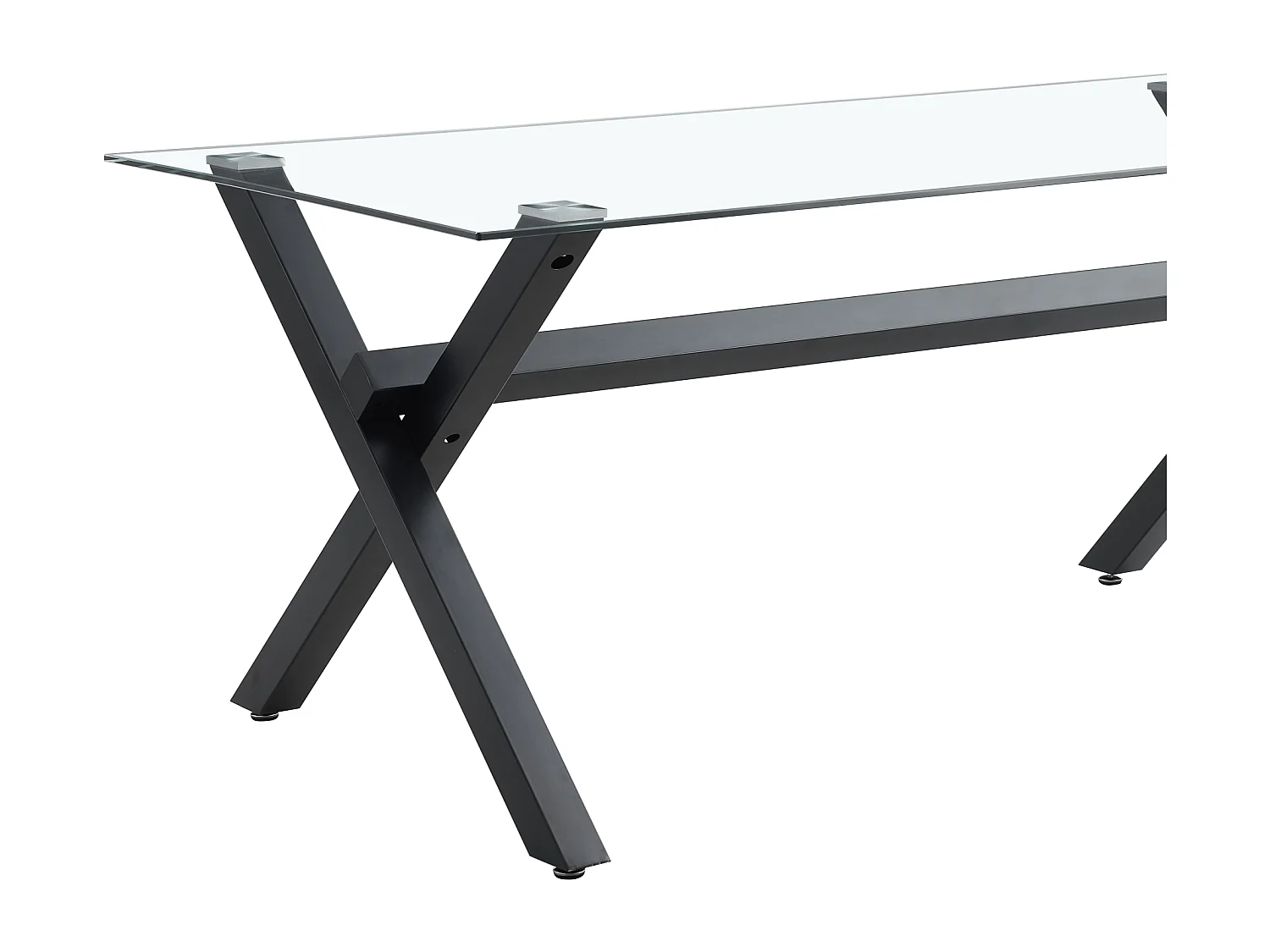 Table de Repas IXE – 150x90 cm – Verre Transparent & Structure Métal