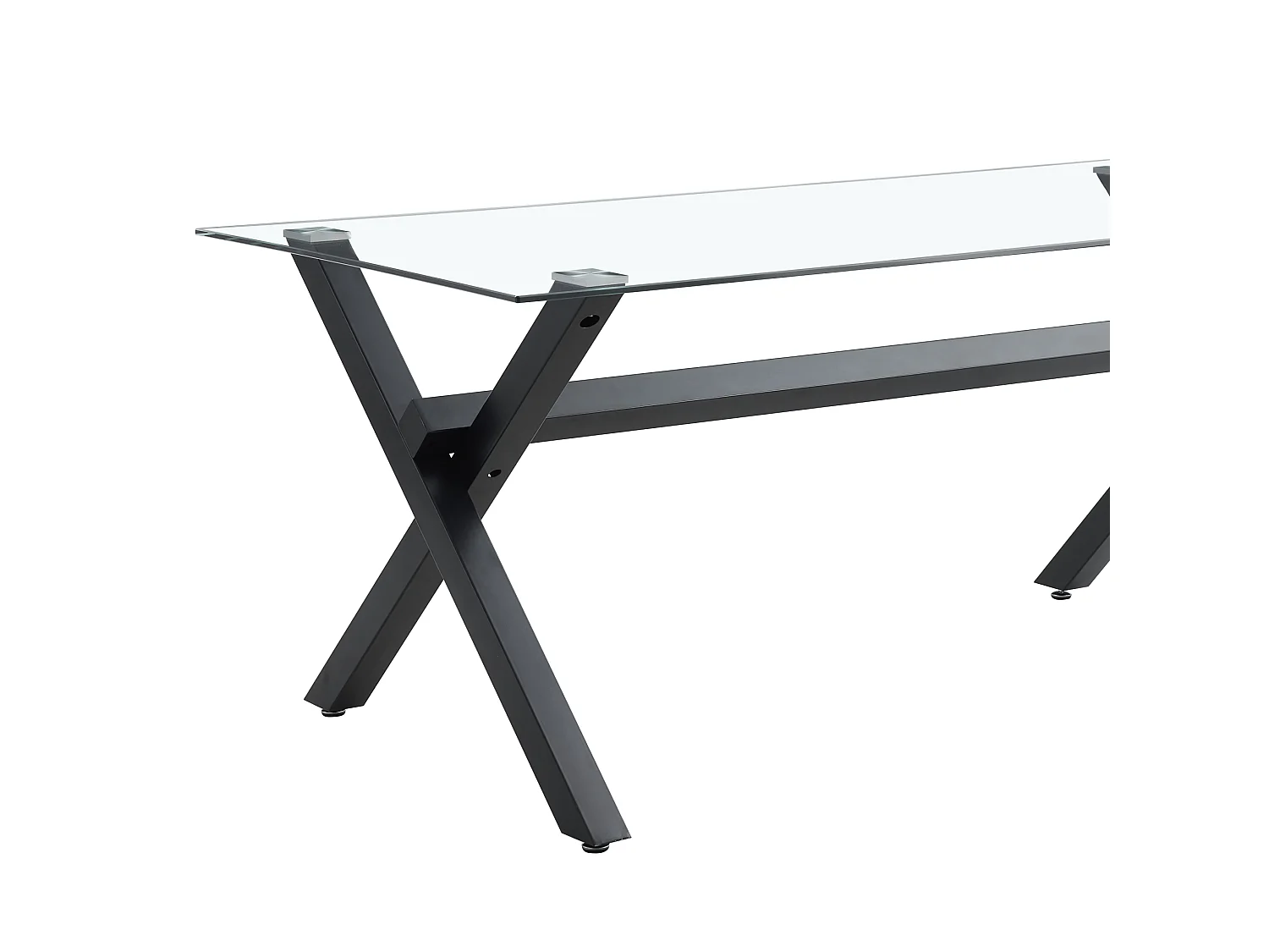 Table de Repas IXE – 150x90 cm – Verre Transparent & Structure Métal