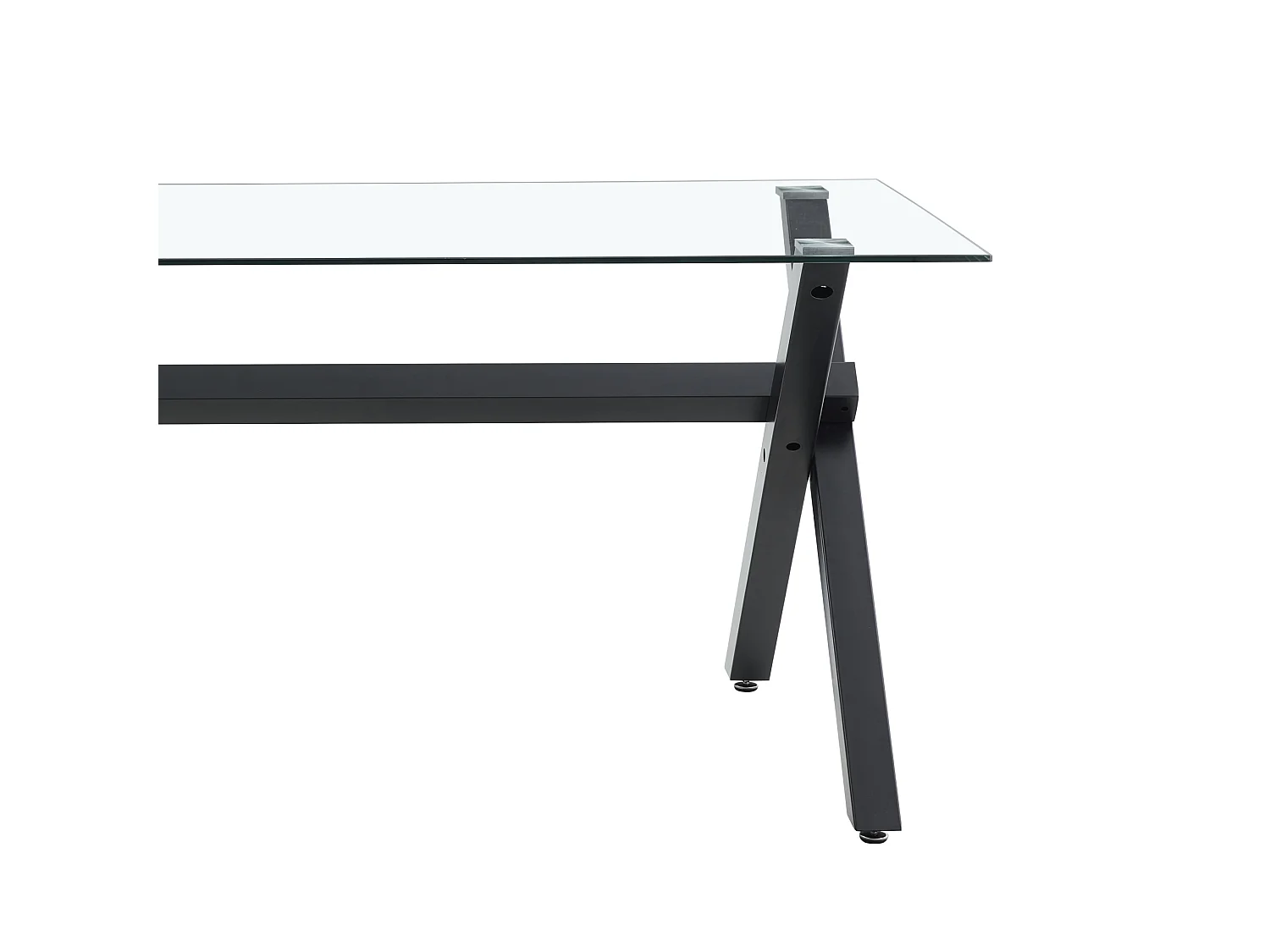 Table de Repas IXE – 150x90 cm – Verre Transparent & Structure Métal