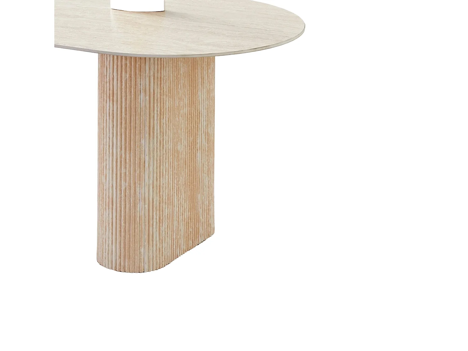 Table à manger céramique effet travertin 160x90 cm pied effet travertin – ROXY