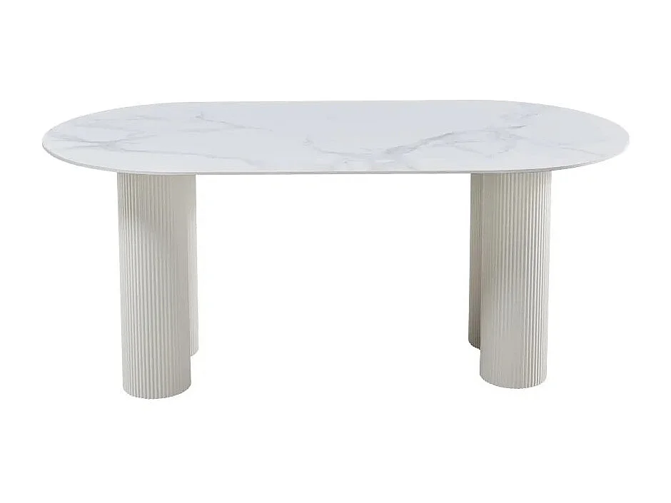 Table VENEZIA plateau céramique marbré blanc L 180 cm
