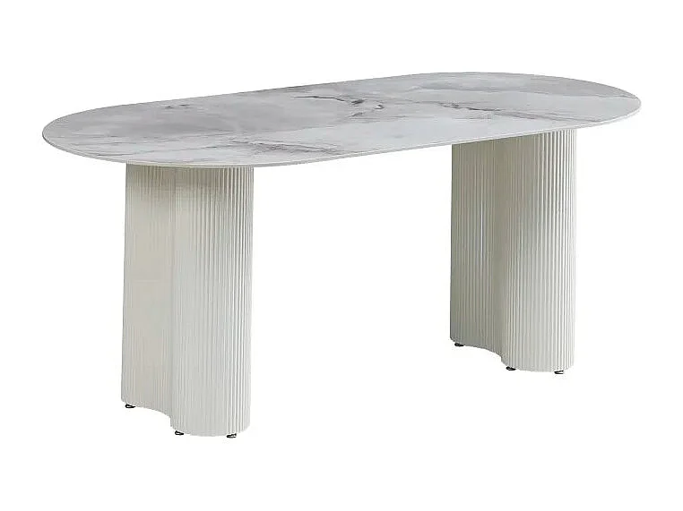 Table VENEZIA plateau céramique marbré blanc L 180 cm