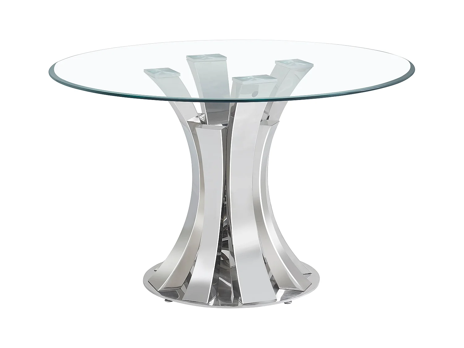 Table à Manger Ronde JUDITH – Chrome & Verre Trempé – Ø120 cm