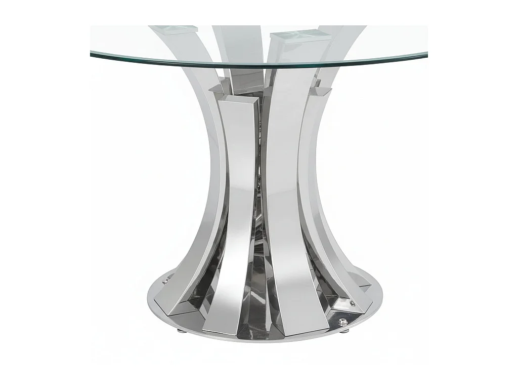 Table à Manger Ronde JUDITH – Chrome & Verre Trempé – Ø120 cm