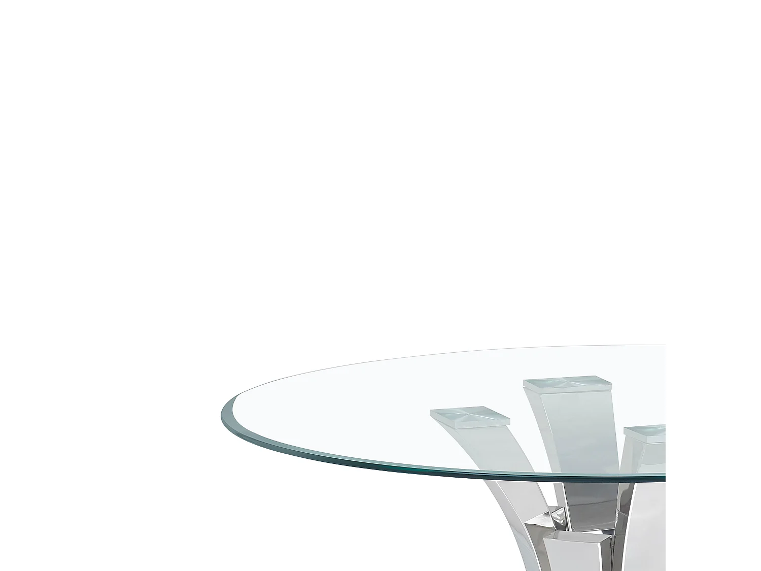 Table à manger ronde 120 cm verre trempé piétement chromé 6 personnes - JUDITH