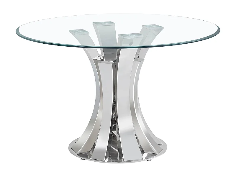 Table à Manger Ronde JUDITH – Chrome & Verre Trempé – Ø120 cm