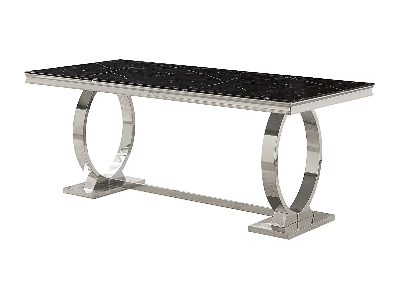 Table à manger 6 à 8 personnes OMEGA Chrome verre 180x90 cm