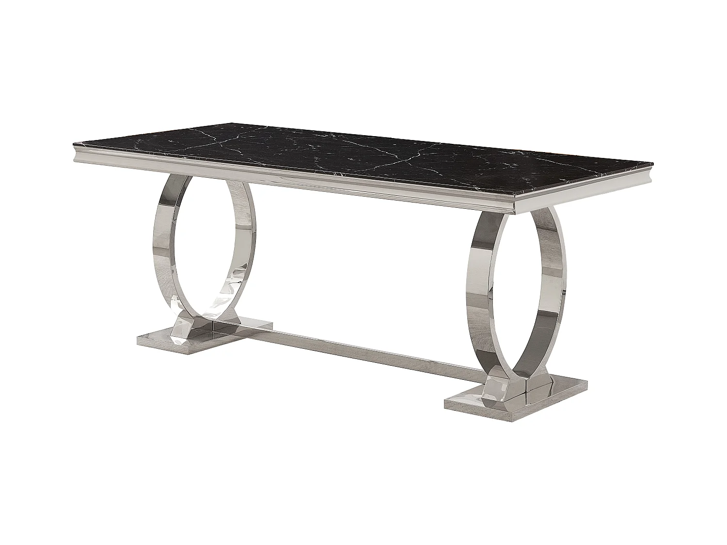 Table à manger 6 à 8 personnes OMEGA Chrome verre 180x90 cm