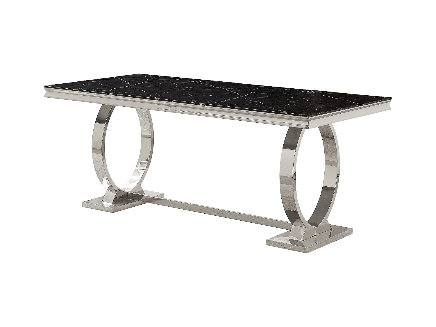 Table à manger 6 à 8 personnes OMEGA Chrome verre 180x90 cm