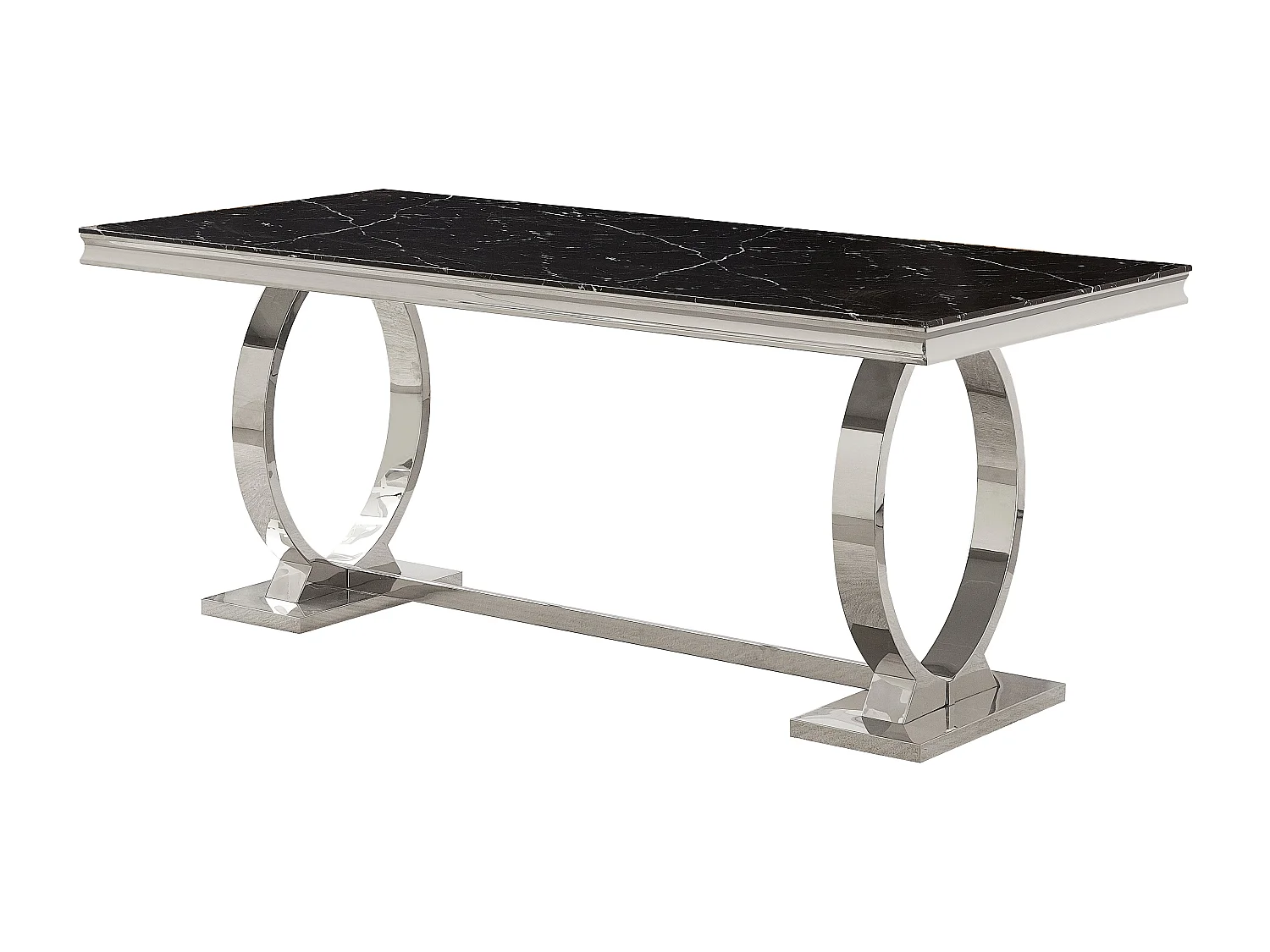 Table à manger 6 à 8 personnes OMEGA Chrome verre 180x90 cm