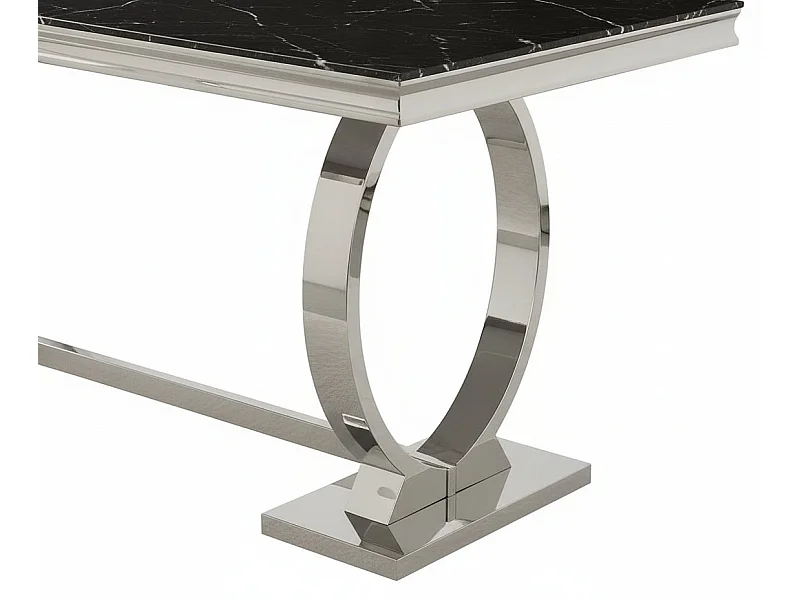 Table à Manger Rectangulaire Marbré Noir Chrome – 180x90x75 cm - OMEGA