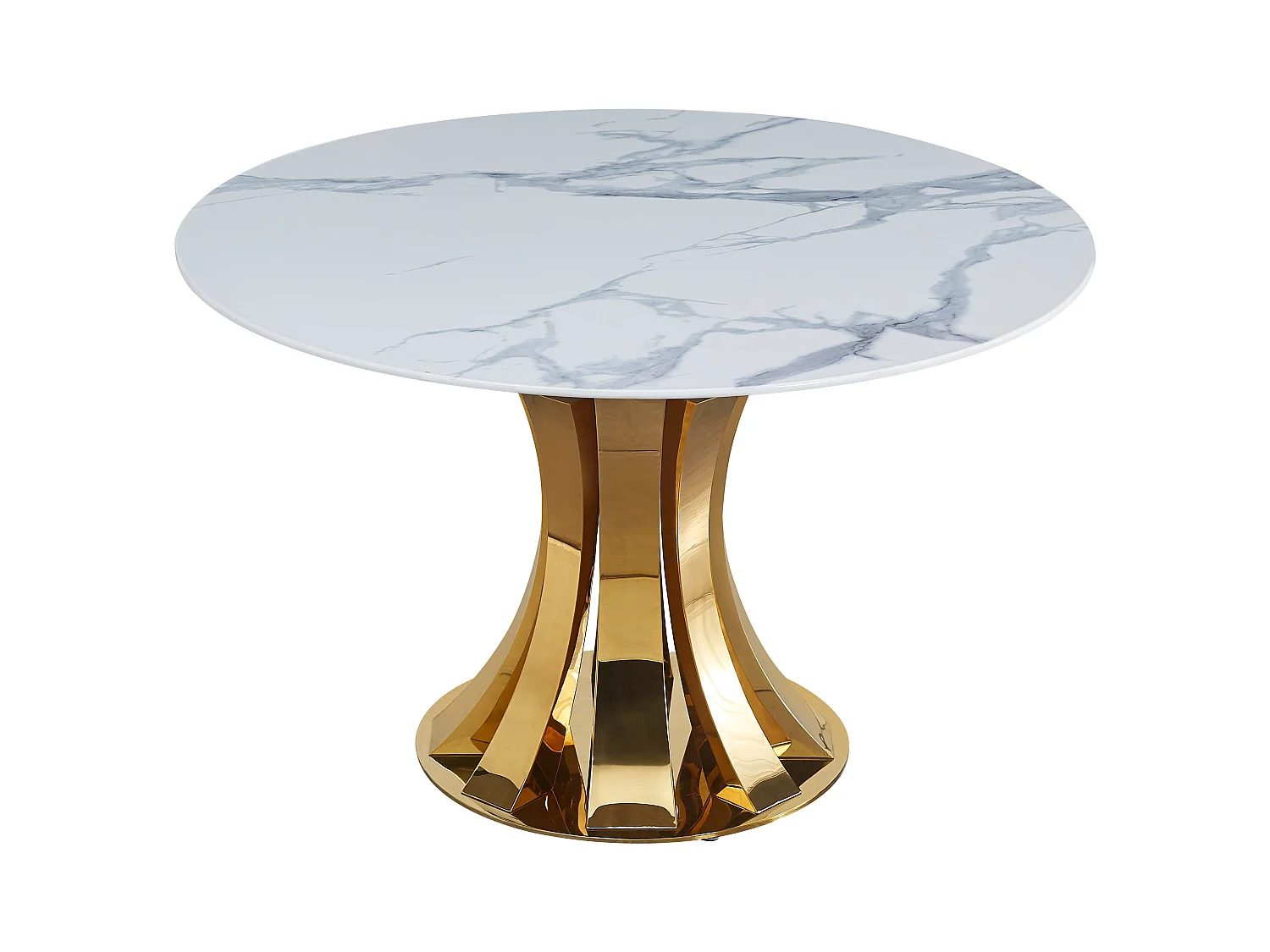 Table à Manger Ronde JUDITH – 120 cm – Pied Gold Élégant