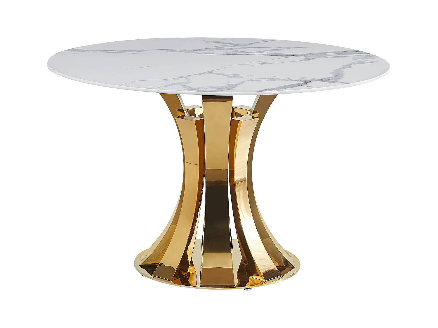 Table à Manger Ronde JUDITH – 120 cm – Pied Gold Élégant