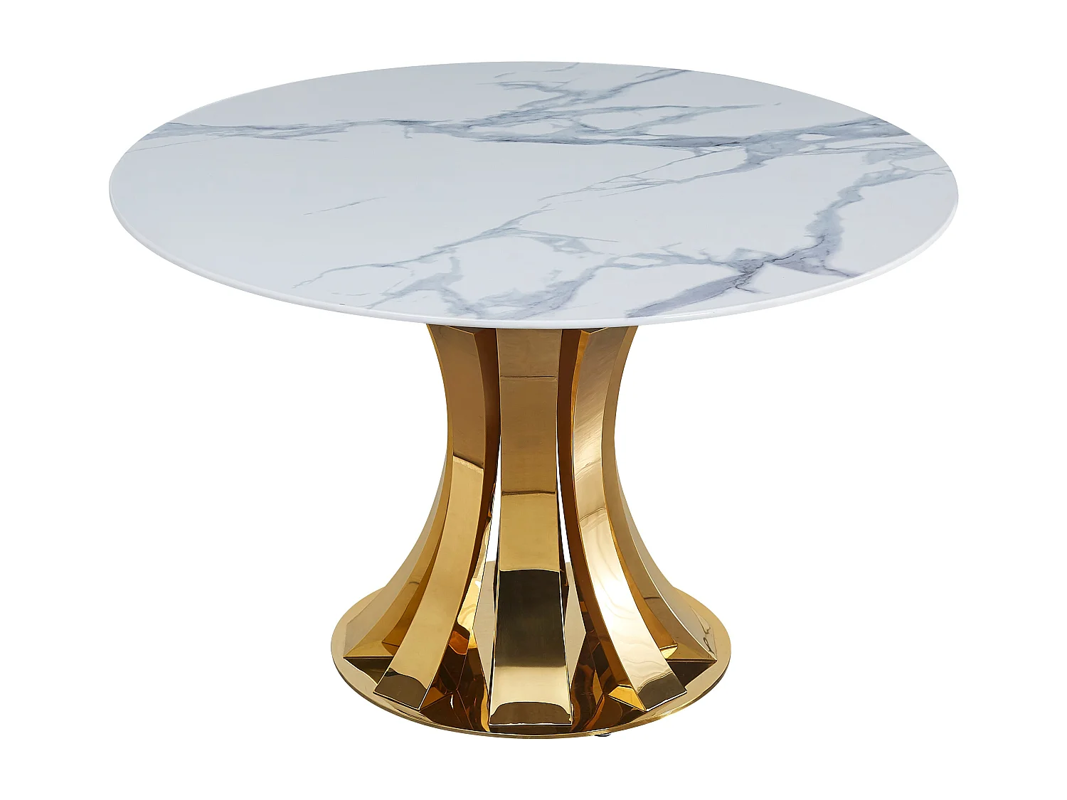 Table à Manger Ronde JUDITH – 120 cm – Pied Gold Élégant